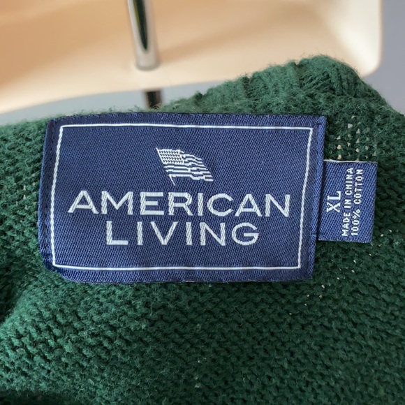 100% Cotton Skier Skiing Winter Green Sweater - Picture 4 of 4